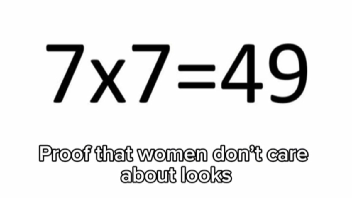 Screenshot from the original TikTok where 7x7=49 appears