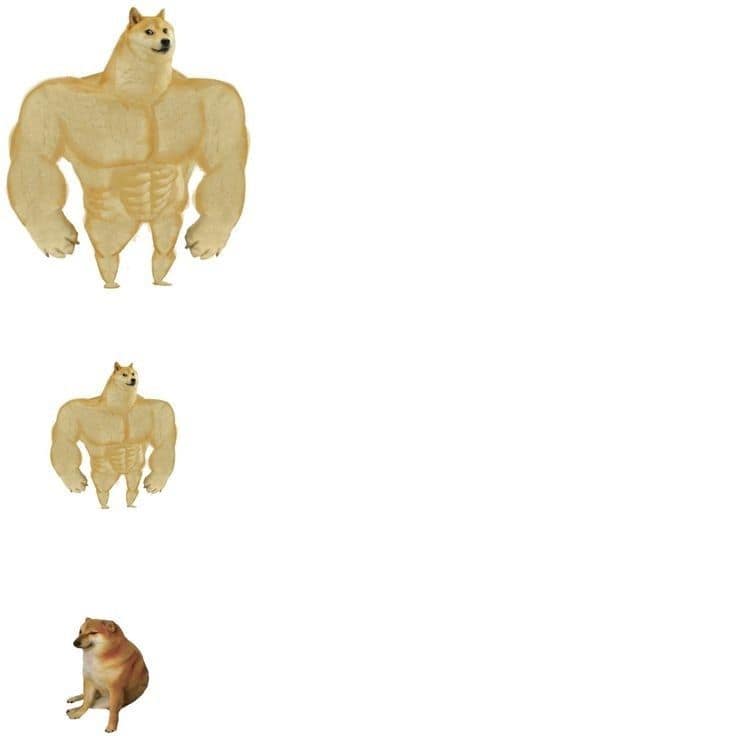 Buff Doge vs. Cheems meme variation — example 1