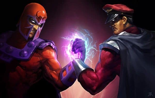 Magneto et M. Bison se serrant la main dans une illustration