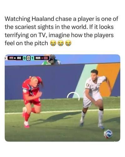 A meme edit of Haaland’s running pose