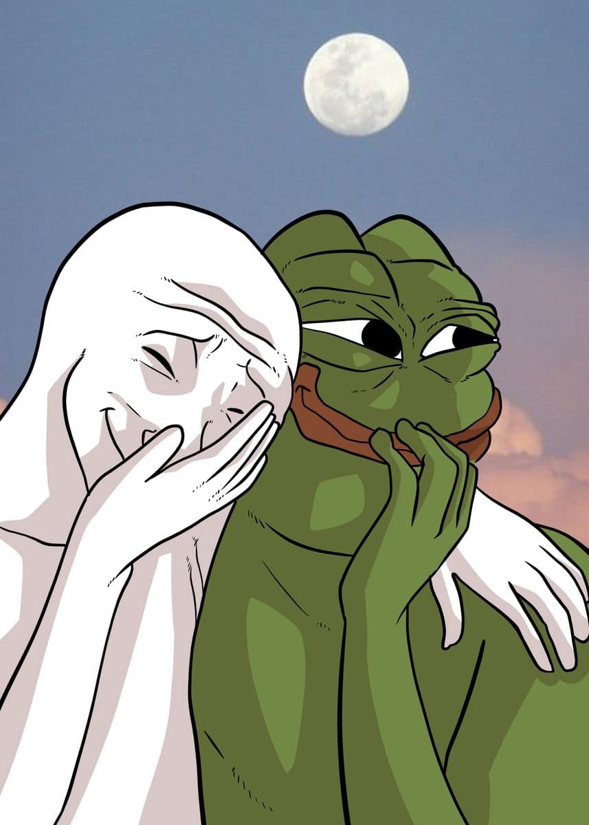Wojak appuyé contre Pepe the Frog