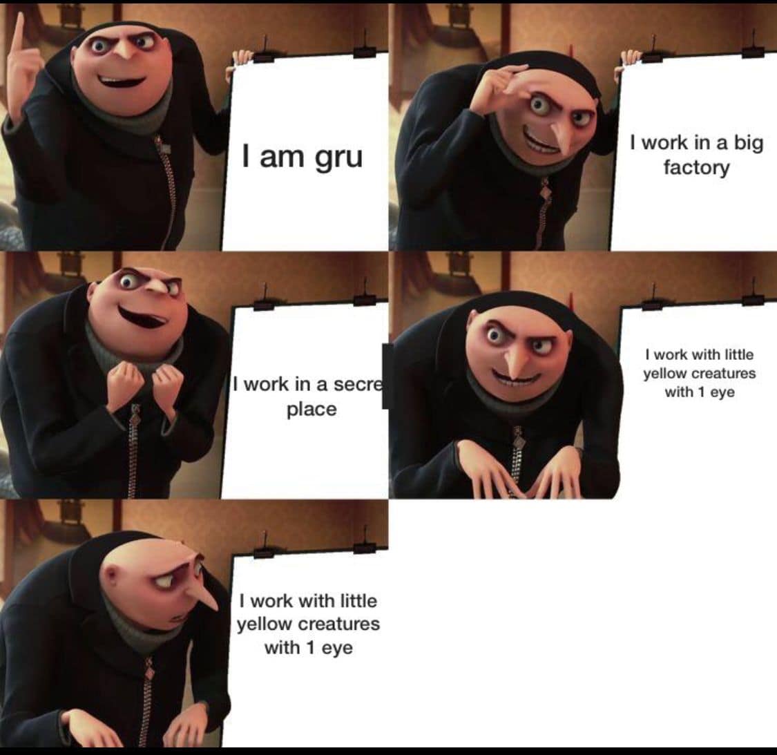 Extended five-panel Gru's Plan variation