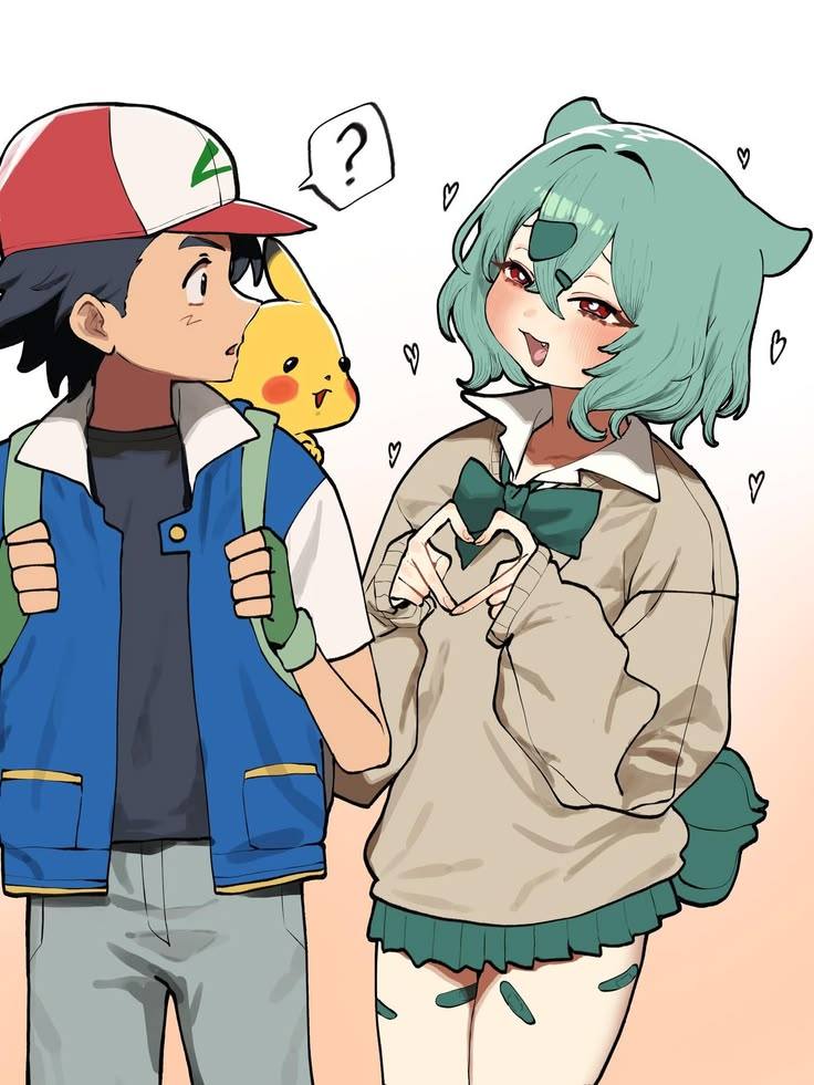 Fan art of Bulbasaur as a gyaru schoolgirl — example 4