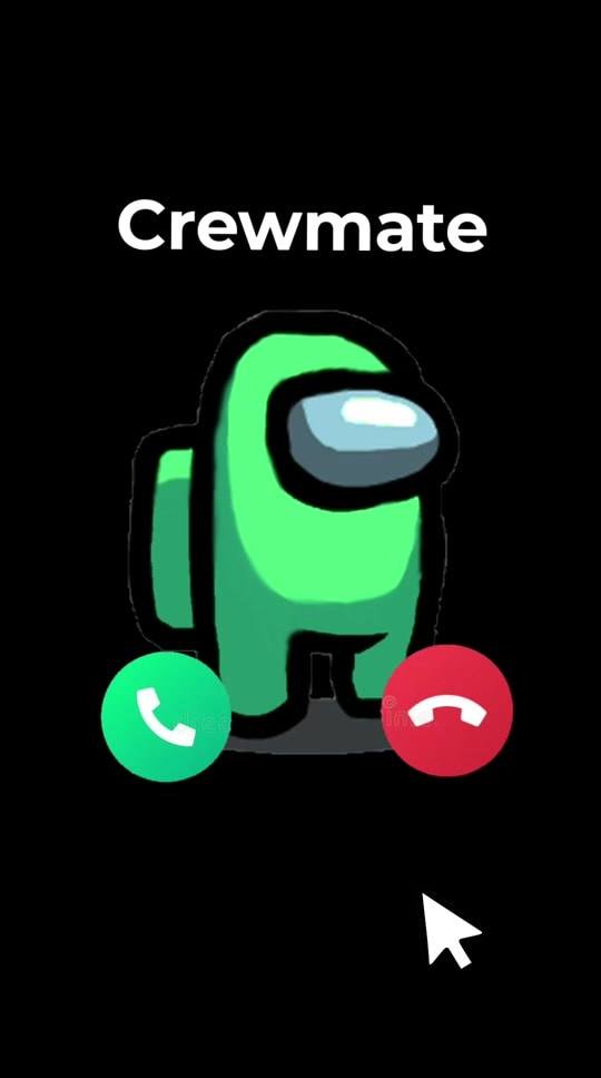 An animated crewmate performing the Hello, It's Me Crewmate phone-call dialogue