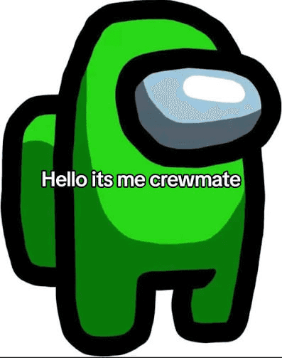 An animated crewmate performing the Hello, It's Me Crewmate phone-call dialogue