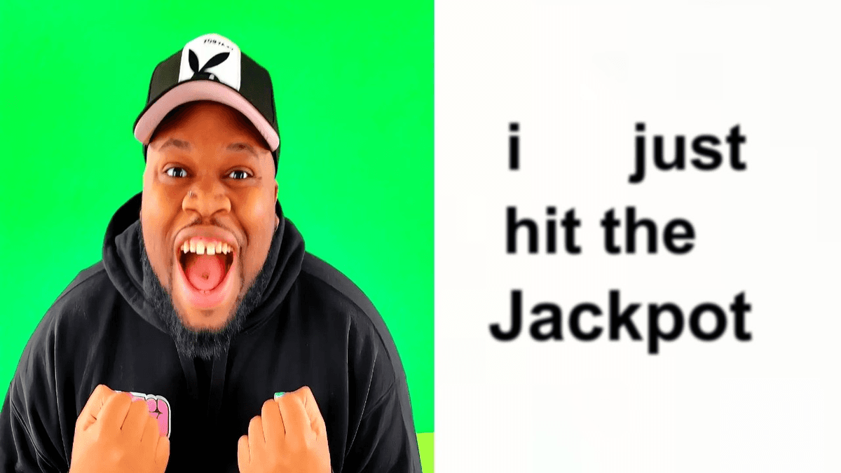 GameboyJones celebrando junto a las palabras “I just hit the jackpot”