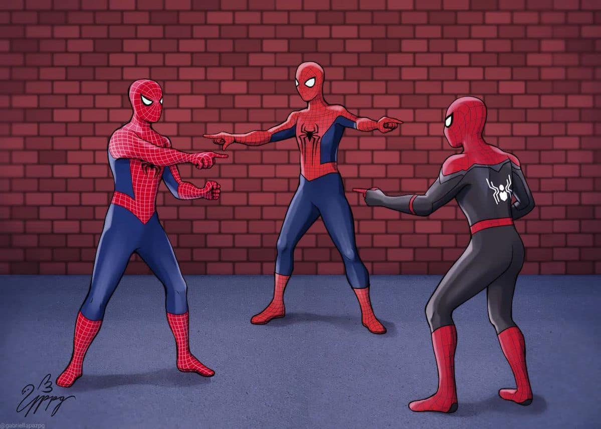 Variation du mème Spider-Man qui pointe — exemple 1
