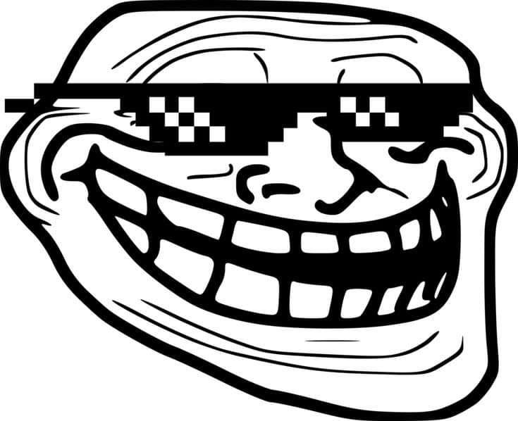 Trollface wearing pixel sunglasses