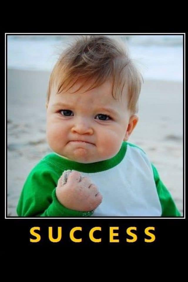 Success Kid image in a black motivational-poster frame