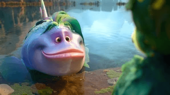 Two animated Swapped characters facing each other in water