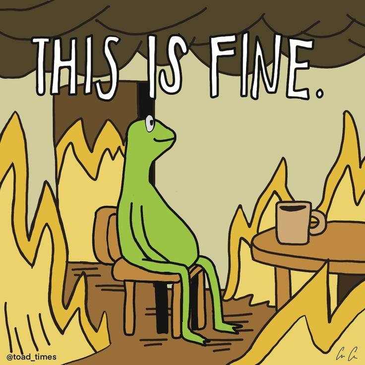 A dinosaur version of the burning-room meme