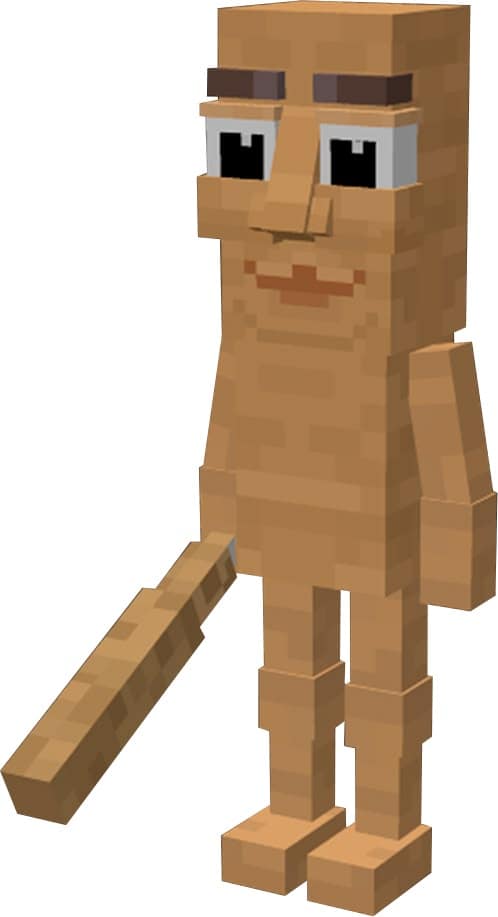 Tung Tung Tung Sahur example 4: Tung Tung Tung Sahur, a wooden AI character holding a bat