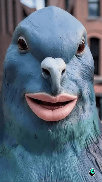 Close-up of the blue human-lipped pigeon