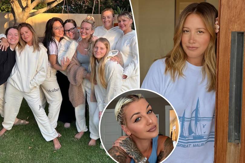 Ashley Tisdale junto a una foto de madres famosas