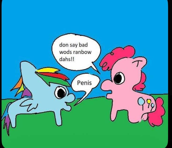 A redraw of the Pinkie Pie and Rainbow Dash exchange