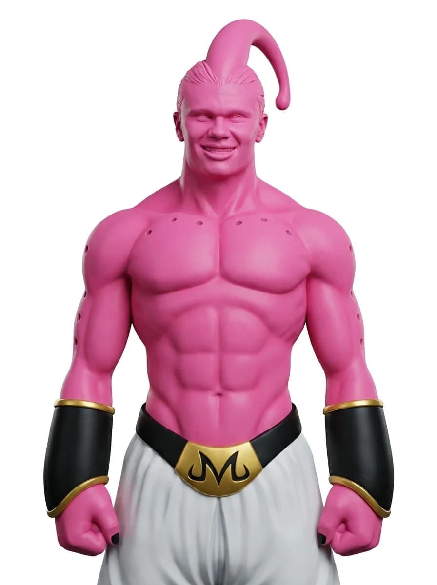 Fan art combining Erling Haaland and Majin Buu — example 6