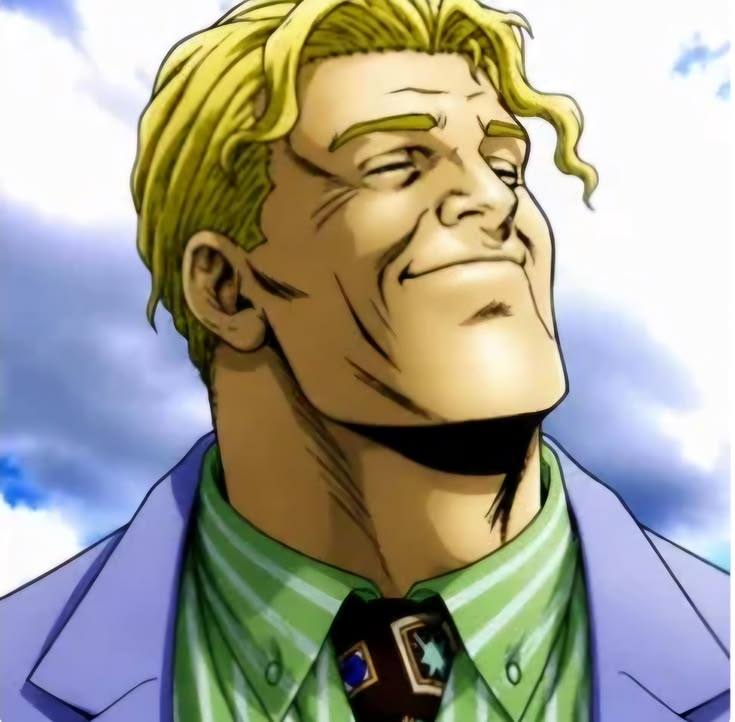 Billy Butcher from The Boys comics smiling with closed eyes against a blue sky