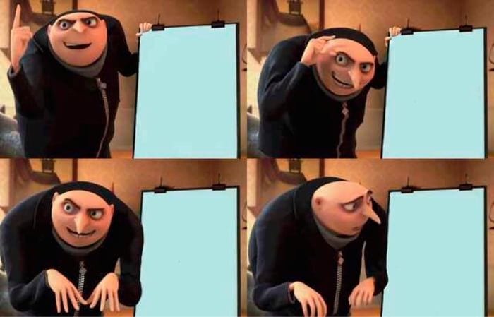 Blank four-panel Gru's Plan meme template