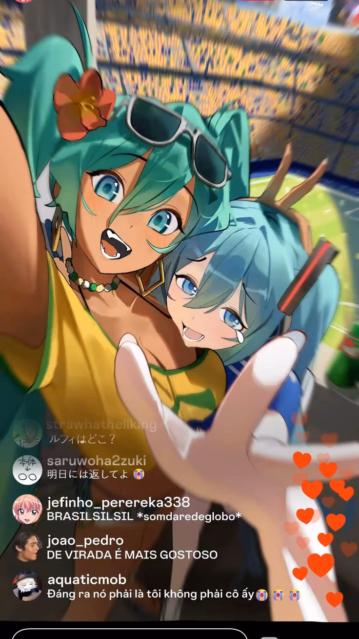 Hatsune Miku em cores do futebol brasileiro — exemplo 1