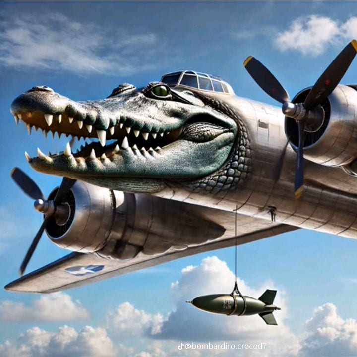 Bombardiro Crocodilo, bombardeiro com cabeça de crocodilo do Italian Brainrot