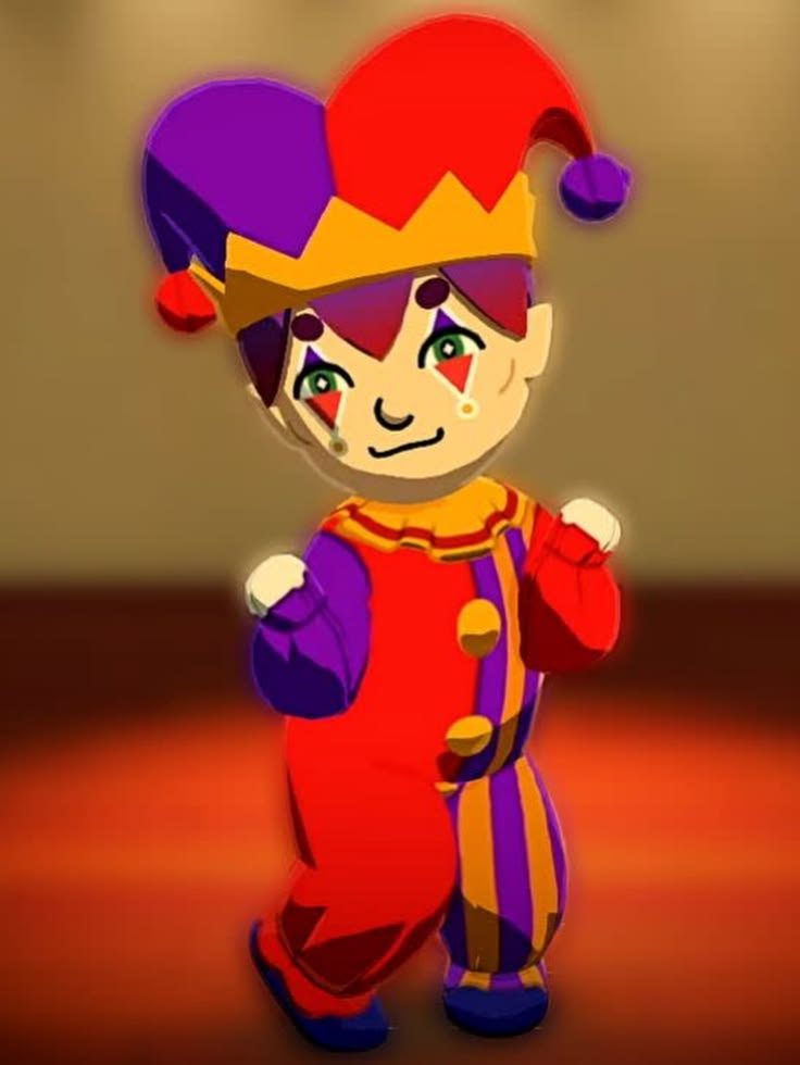 A stylized court jester points toward the viewer.