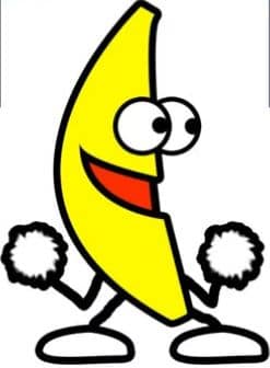 Desenho limpo do Dancing Banana original segurando maracas