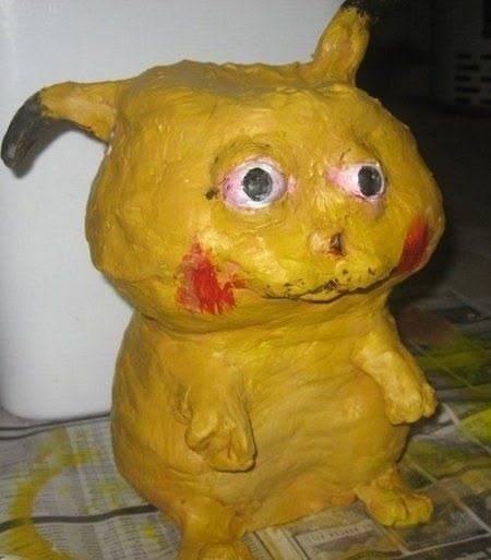 A distorted Pikachu figure