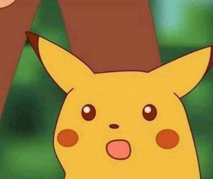 Pikachu aux yeux écarquillés et à la bouche ouverte