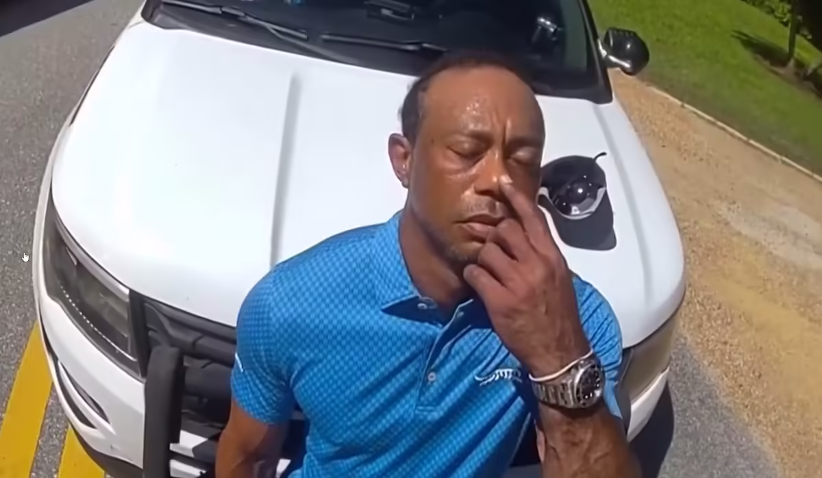 Tiger Woods near the roadside stop in released March 2026 bodycam footage